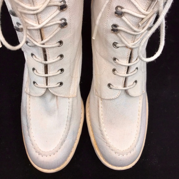 KELIAN STUDIO Off White Canvas Laced Combat Boots - Picture 8 of 8